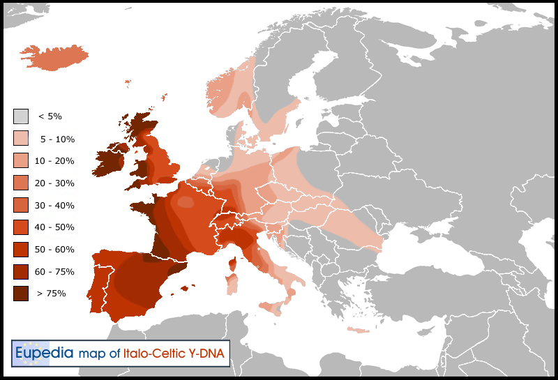 Verteilung der keltischen v�terlichen Abstammungslinien in Europa