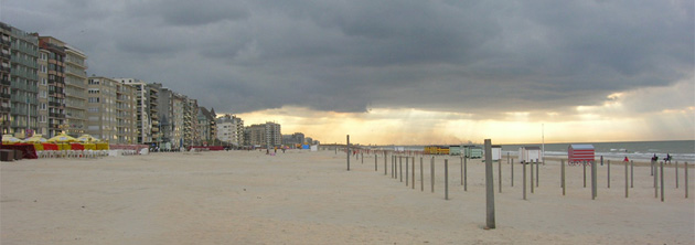 Sunset on the beach, De Panne